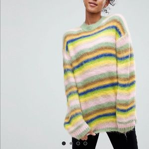 Asos Neutral Stripe Oversized Sweater